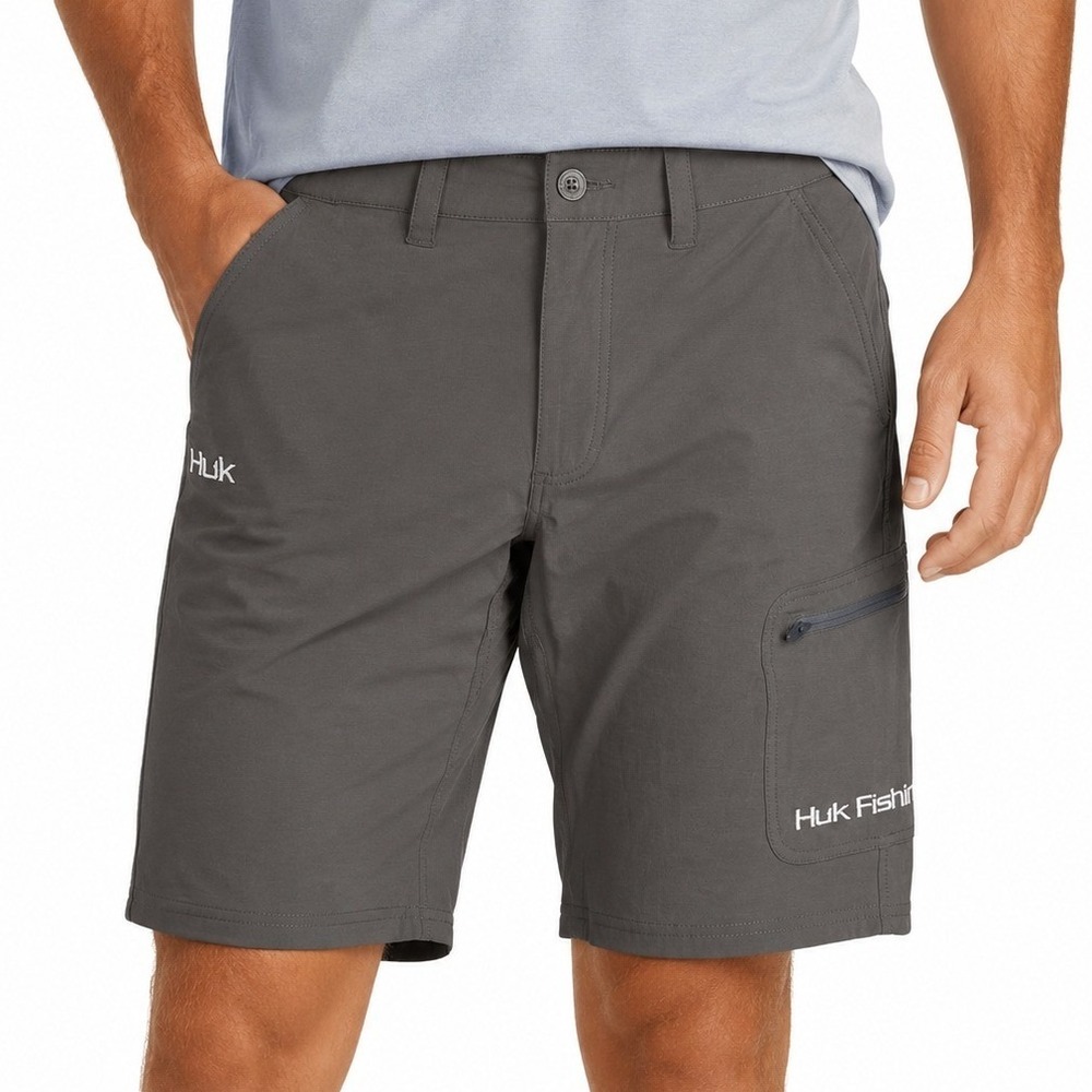 Huk Next Level Shorts Men's XL Iron Stretch Fishing Cargo Utility Outdoor Hiking